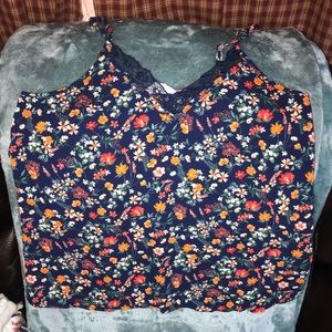 Pink Rose Flowy floral Tank size large